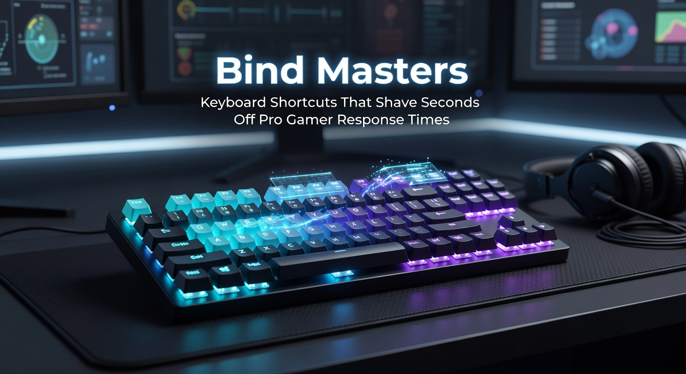 Pro gamer's hands flying across a mechanical keyboard during an intense esports match, highlighting custom key binds in action