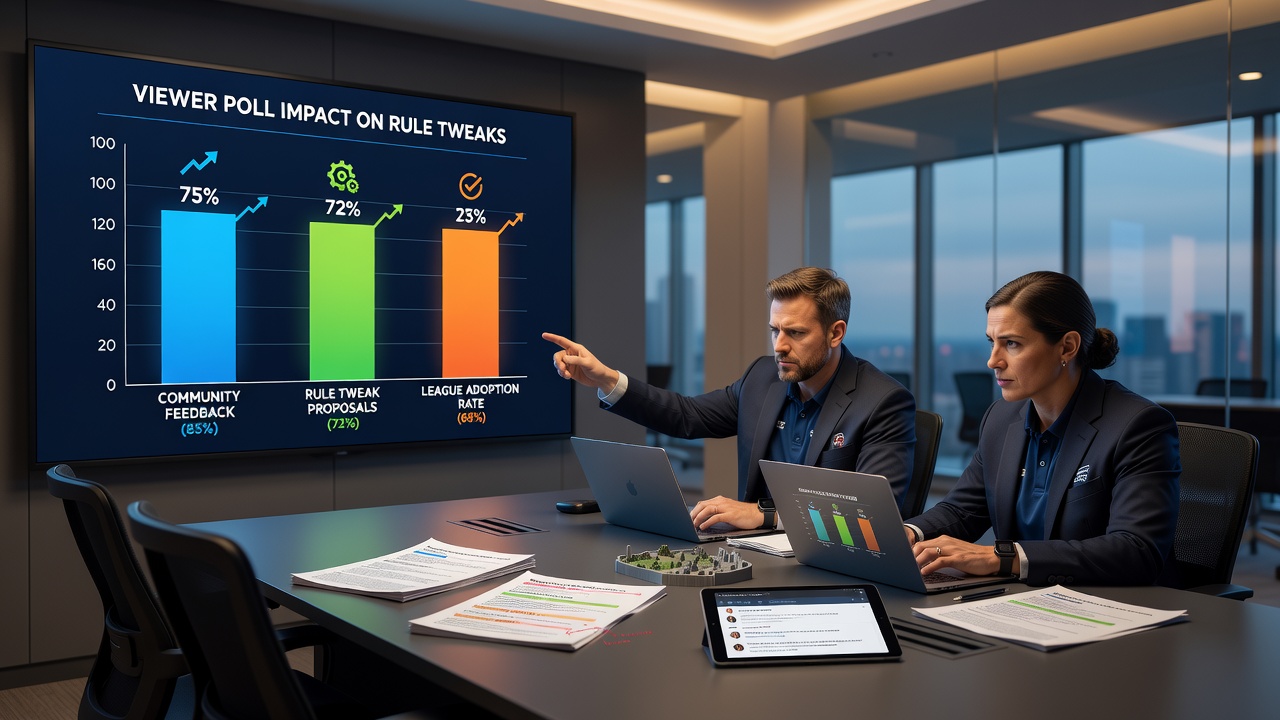 Chart showing viewer poll results influencing rule changes in strategy game leagues
