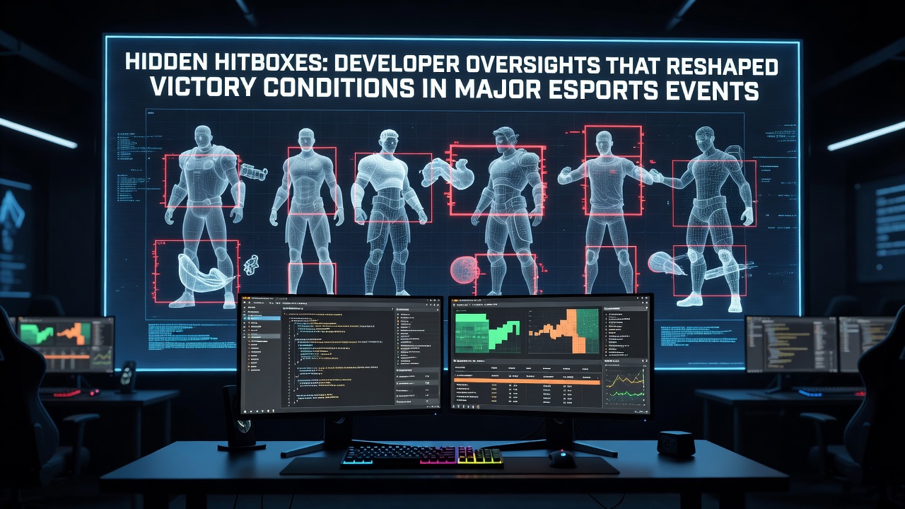 Esports tournament stage showing players reacting to unexpected in-game collision outcomes during a major event