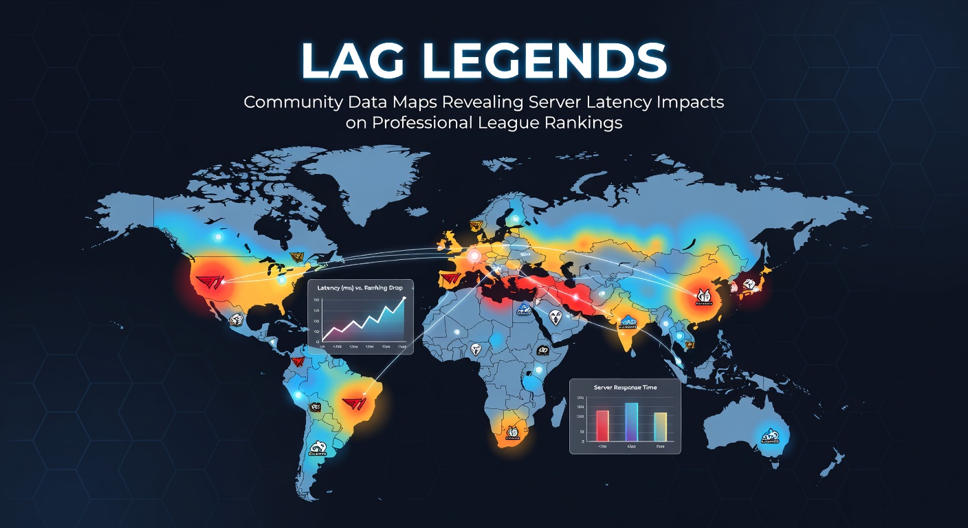 Community data visualization showing server latency heatmaps overlaid on professional esports league maps