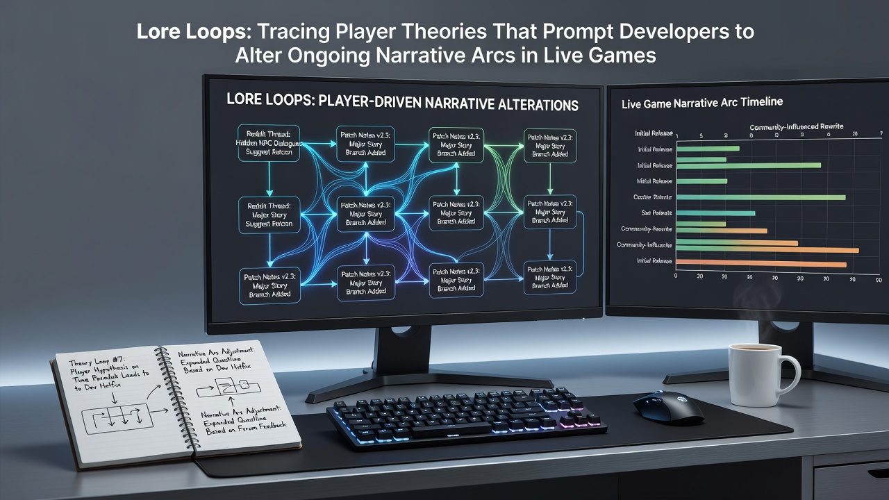 Developers reviewing community feedback boards during a narrative planning session for an ongoing game