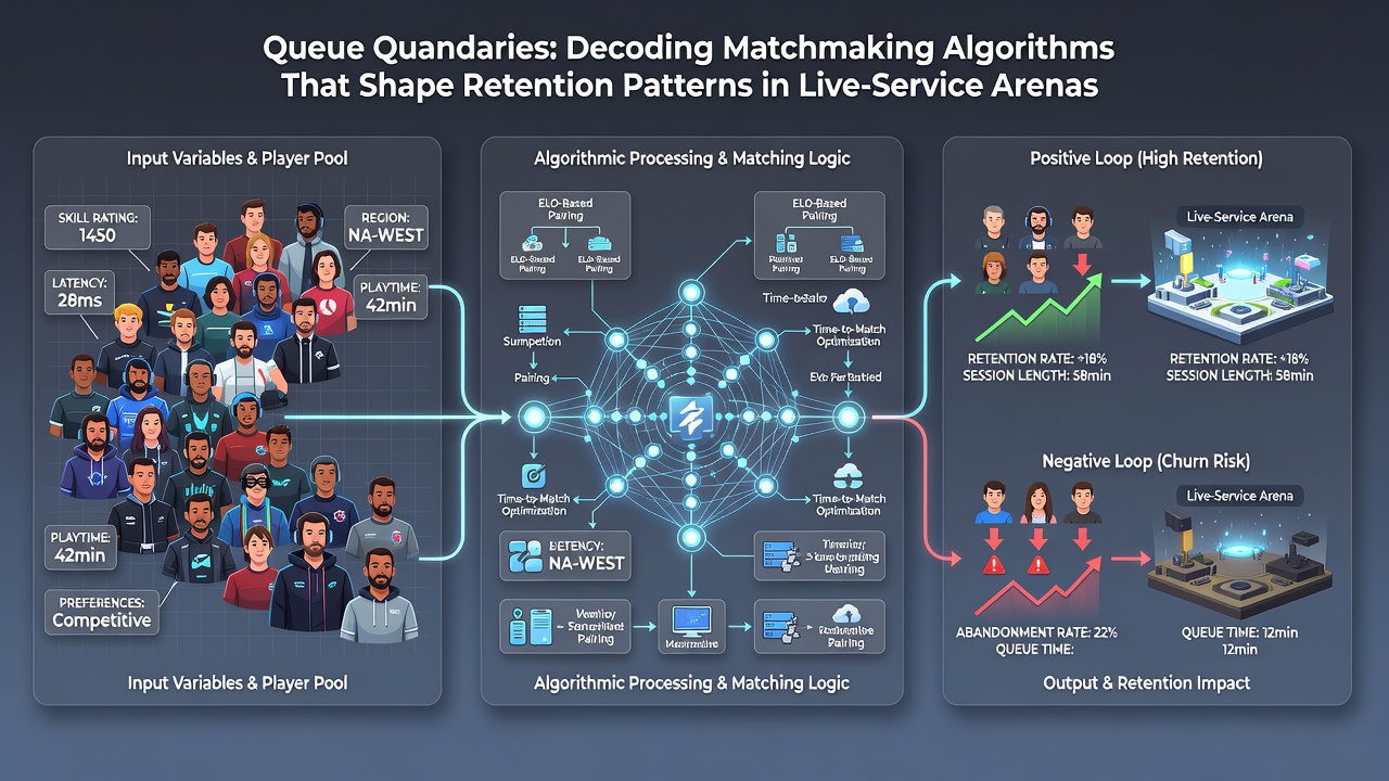 Data charts showing retention curves influenced by matchmaking fairness in competitive gaming environments