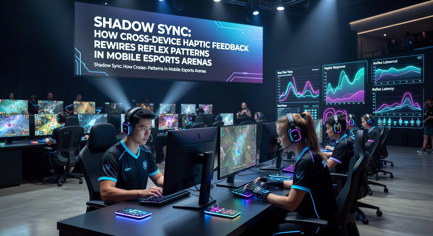 Detailed view of haptic-enabled mobile controllers and wristbands used in professional esports training