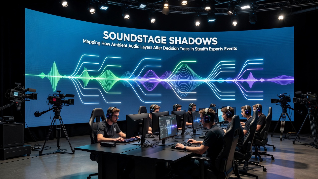 Data visualization of audio layers influencing player decision paths in stealth esports matches